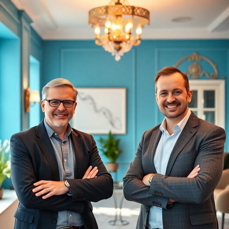 Portrét dvoch lektorov Šimko & Kováč v bratislavskej kancelárii